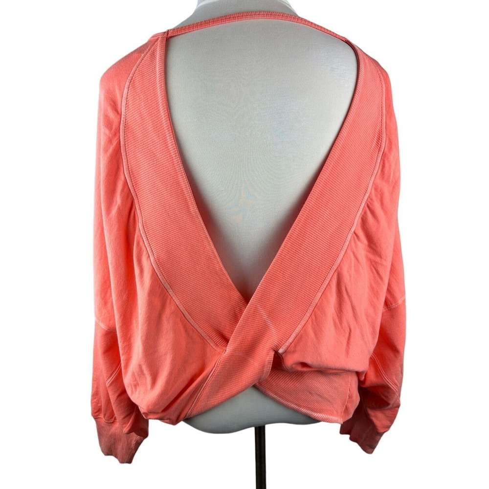 Free People Back It Up Oversized Sweatshirt Open Back Pullover Orange Medium - Picture 2 of 11